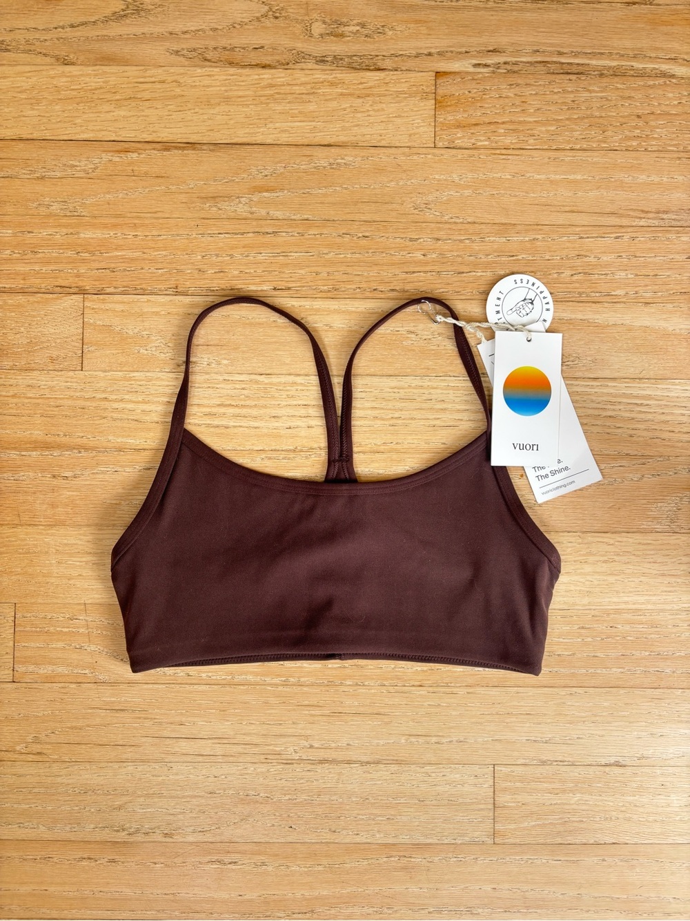 Vuori AllTheFeels Java Brown Scoop Neck Sports Bra XS NWT
